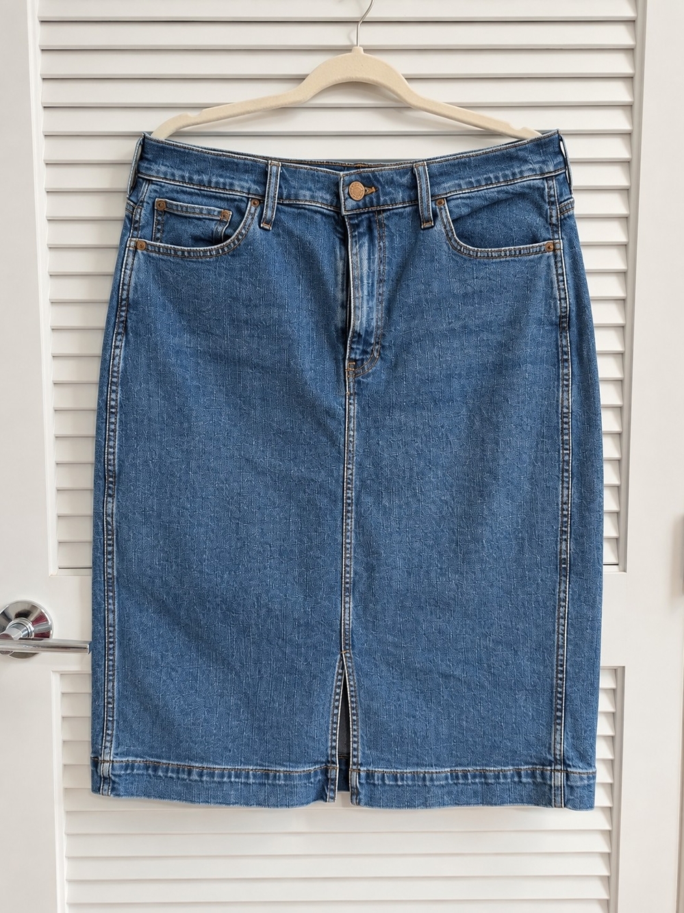 J.Crew Denim Pencil Skirt Size 14 Medium Wash